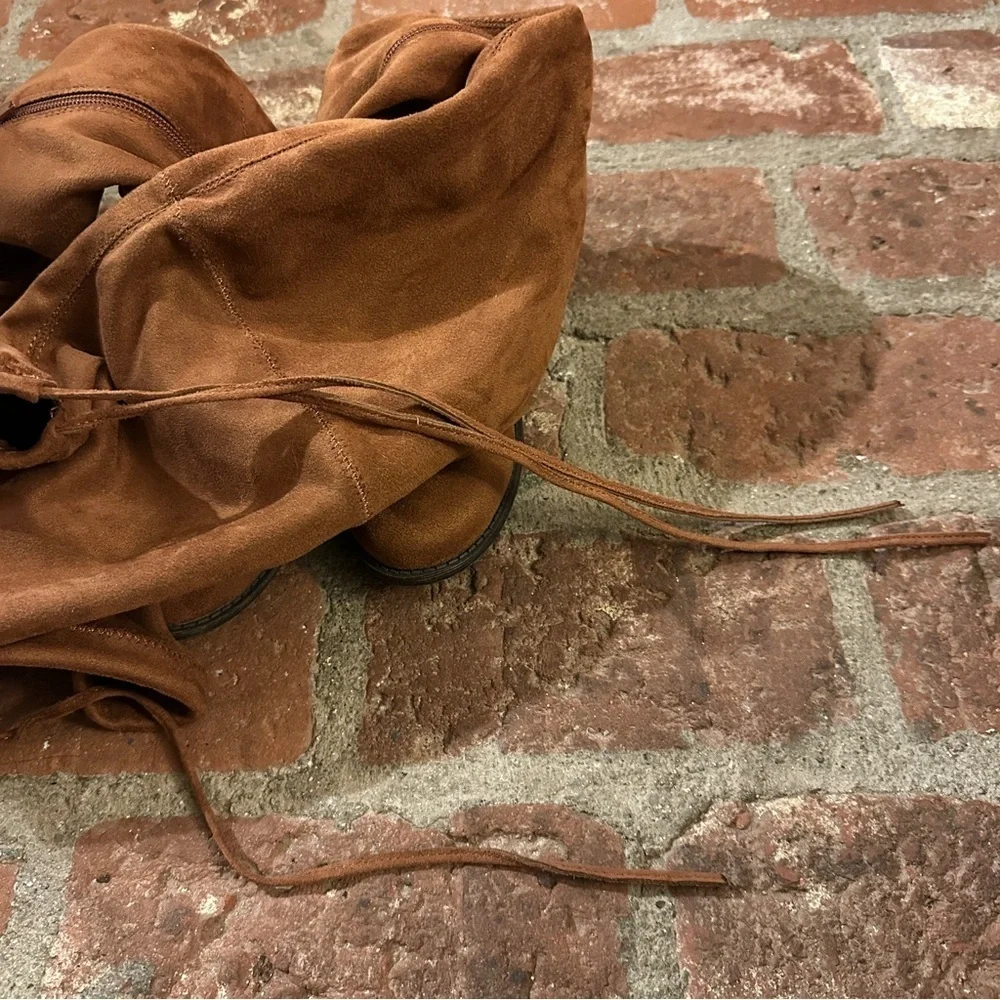 Sidney Chestnut Cognac Over The Knee Faux Suede Boots by A New Day Merona sz 7.5